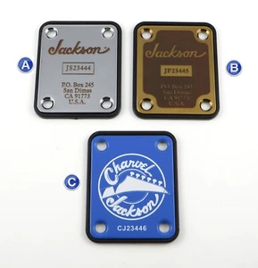 Jackson Tribute Guitar Neck Plate - Engraved or Printed in your choice of colors