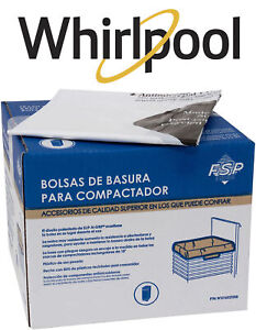 60 Pack Whirlpool W10165293RB 18" Plastic Compactor Bags with Odor Remover New