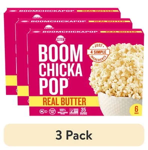 Real Butter Microwave Popcorn 6 Count, 3.29 oz bags Whole Grain Non-Gmo - Picture 1 of 7