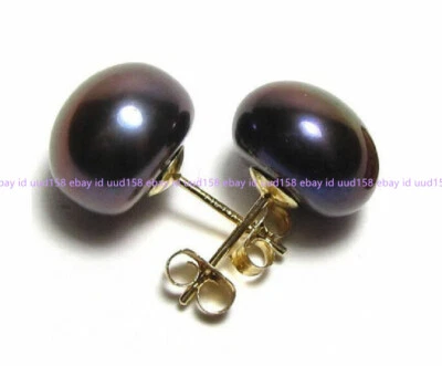 Wholesale Natural Genuine Akoya Freshwater Pearl 14KGP Stud Earrings AAA - Image 1 of 4