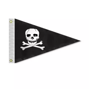 Piccolo Jolly Roger Pennant Triangolo Pirata 12x18 Arco Barca Barca Uomo Barca Bandiera Grotta - Foto 1 di 1