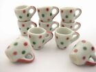 10 Green & Red Spot Paint Ceramic Tea Coffee Mug Cup Dollhouse Miniature 13224