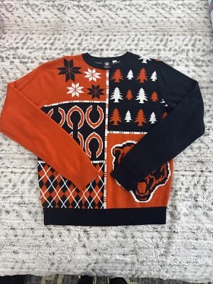 Suéter feo de vacaciones de la NFL bloque ocupado de los Chicago Bears talla mediana Navidad Foto 1 de 2