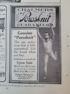 1912 Chalmers Knitting Porosknit Union suits underwear vintage ad - Picture 1 of 1