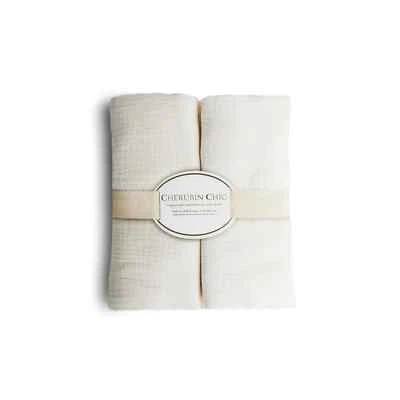 Винтажное детское муслиновое пеленальное одеяло — набор из 2 (кремовое и бежевое) - Изображение 1 из 3