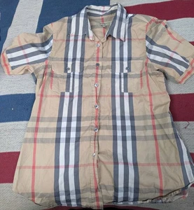 Camisa Burberry London Nova a cuadros manga corta con botones para mujer talla L - Imagen 1 de 7