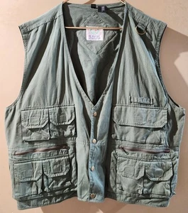 Men's PLAYERS By Van Heusen XL Green Denim FISHING HUNTING Vest EUC - Picture 1 of 9