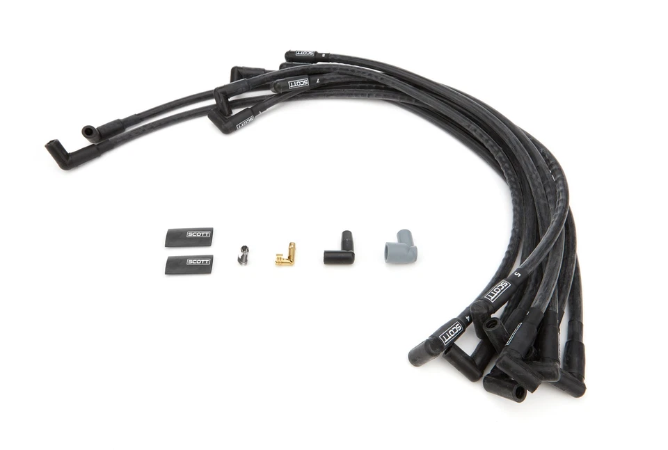 SCOTT PERFORMANCE SBC Spark Plug Wire Set 90-Degree - Black CH-402-1 Foto 1 de 1