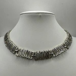 Vintage Art Deco Style Choker Necklace Textured Link Gold Tone 18” - Picture 1 of 6