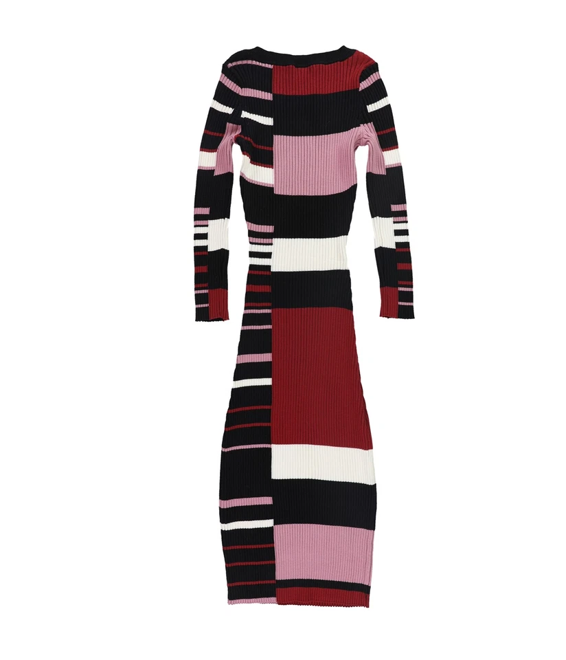 Bar III Dress Stripes Glazed Berry Bodycon Sweater Sz XS 207