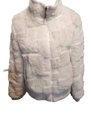 Esprit Plush Faux Fur Jacket – Women’s Large – White Full-Zip Winter Coat - Image 1 of 4