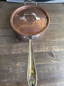 VINTAGE ALL-CLAD COPPER 3qt POT PAN W/ COPPER LID 8.5" x 3.5” DEEP SAUCEPAN - Picture 1 of 15