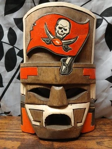 Rare Wood Carved Native American Tampa Bay Buccaneers NFL Wall Decor Mask 10" - Picture 1 of 15