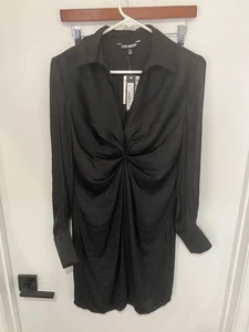 Steve Madden Joanna Langarm-Shirtkleid, schwarz, Small, neu mit Etikett - Bild 1 von 3