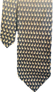 Via Condotti Roma Blue with Yellow Rabbits Necktie - Picture 1 of 4