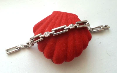 Pierre Lang Modeschmuck Armband silberfarbig 6 Zirkonias,  kurze länge nur 17 cm - Bild 1 von 4