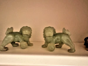 VERY FINE PAIR OF LUSTROUS JADE FOO DOGS - Picture 1 of 12