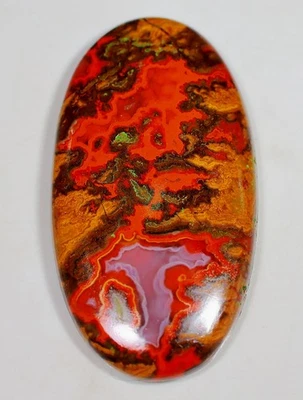 Piedra preciosa cabujón ovalado de ágata costura roja diseñador natural 70 quilates 6X25X47 mm HX 45 Foto 1 de 4