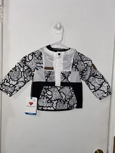 NWT Kids Obermeyer Finn Windbreaker Pullover Hoodie Jacket Black White Sz XS - Picture 1 of 7
