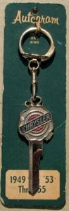 LLAVE CON LOGOTIPO CHRYSLER ORIGINAL TEMPRANO NOS CON LLAVERO SIN CORTAR en TARJETA ORIGINAL #H926 - Imagen 1 de 5