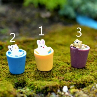 Adornos de paisaje en miniatura lindos animales perros gato conejo musgo decoración artesanías elegantes Foto 1 de 4