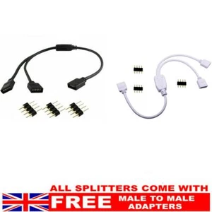 1 TO 2 RGB 4PIN SPLITTER CABLE FREE MALE ADAPTER FOR 3528 5050 LED STRIP LIGHT - Picture 1 of 3