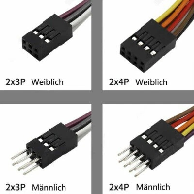 MARKENLOS 2,54mm 2x2-2x25Polig DuPont Kabel Zweireihig Männlich Weiblich Verbinder 10~30cm