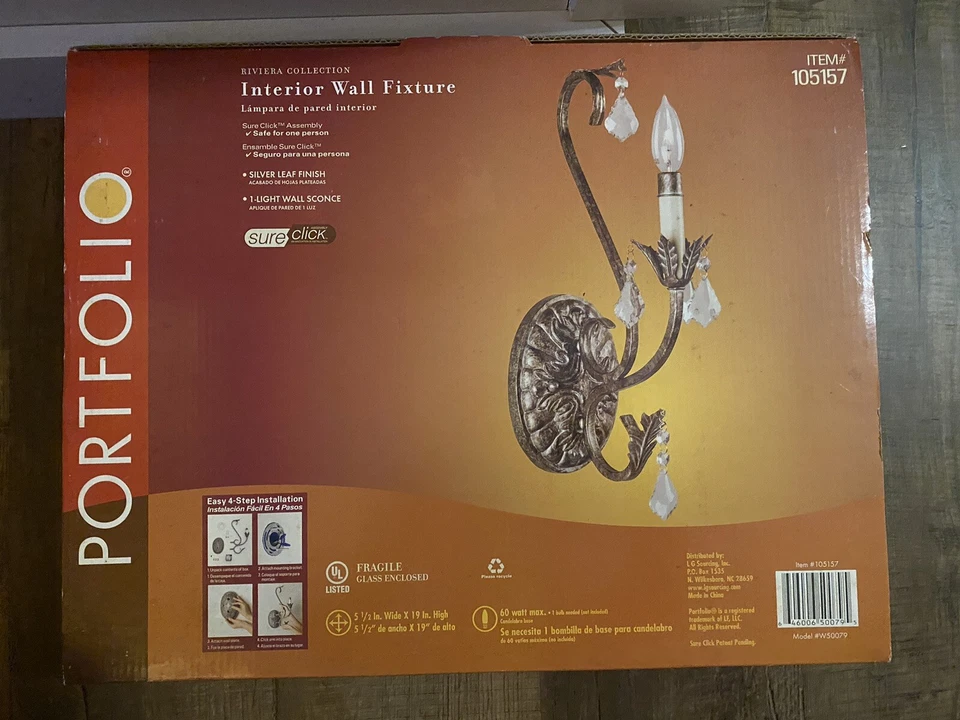 Portfolio 4.57-in W 1-light Chrome Pocket Hardwired Wall Sconce