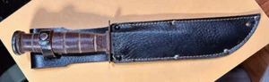 Vintage Handmade Fighting Knife Leather Wrapped Handle With Sheath 12" OA - Picture 1 of 23