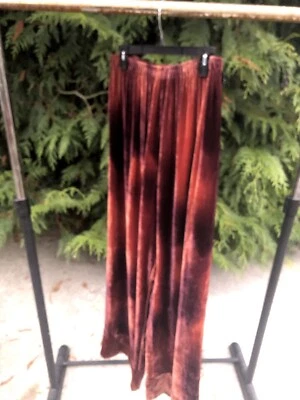 Harari Large Maroon Velvet Wide Leg Pants Elastic Waist Rayon 82% Silk 18% - Image 1 of 4