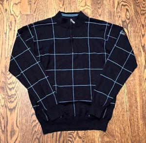 PETER MILLAR Golf 1/4 Zip Sweater Large Cotton Cashmere Travelers Insurance - Picture 1 of 4