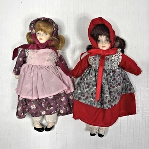 Collectable Porcelain Dolls Little Red Riding Hood Cottage Core 1980s Vintage - Picture 1 of 5