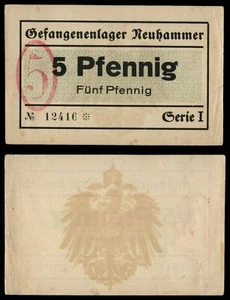 🔴GERMANY  5 Pfennig ND(1919) XF  World War I   Neuhammer prisoners camp 🔴 - Picture 1 of 3