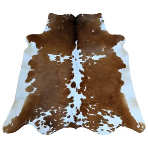 Brown White Real Cow Hide Rug | Rug Black and White | Exotic Small Rugs - Picture 1 of 9