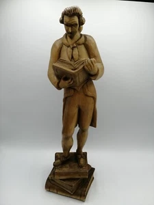 Figura de madera gusano de biblioteca profesor Lempel talla hecha a mano 47 cm de altura figura de madera - Imagen 1 de 15