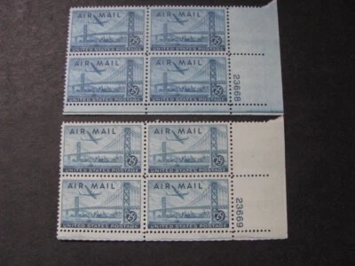 US Stamp 2 Plate Blocks Air Mail Scott # C36 Lot - Image 1 of 4