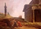 Peinture à l'huile Romaine-Ruines-avec-une-Colonne-et-Temple-Hubert-Robert-Huile-Peinture art