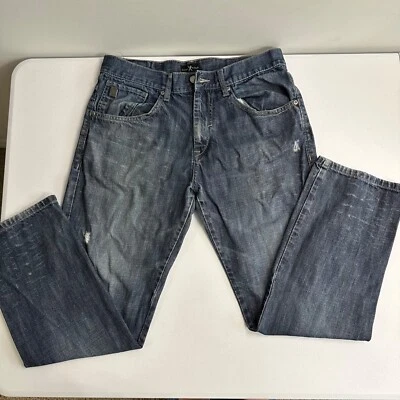 Marc Ecko Denim Mens 33x32 Blue Jeans Distressed Straight Leg - Image 1 of 4