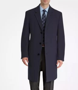 NWT - Ralph Lauren Men’s Luther Luxury Blend Overcoat 44 R Navy Herringbone - Picture 1 of 7