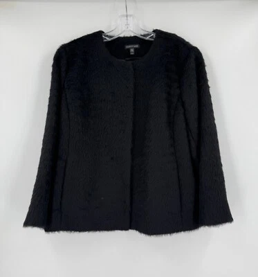 Abrigo corto Eileen Fisher para mujer negro Suri lana de alpaca difuso frontal a presión talla M Foto 1 de 4