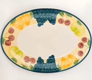 A Santos Hand Painted Portugal 172-50 Oval Serving Platter 19" Plate Fruit Grape - Picture 1 of 16