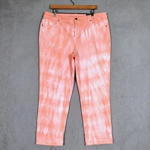 Chico's Pants Women's 3 Coral Tie-Dye So Slimming Girlfriend Crop Slim Fit NWT - Picture 1 of 11