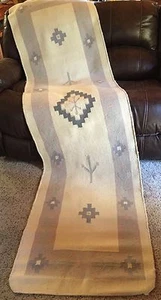 SOUTHWESTERN  PASTELS WOVEN RUG RUNNER COUCH COVER WOOL BLEND 27" X 102" VGC - Picture 1 of 12