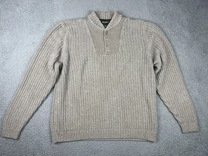Eddie Bauer Sweater Mens XL Oatmeal Henley Fisherman Heavy Outdoors Hiking - Picture 1 of 11
