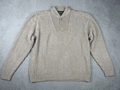 Eddie Bauer Sweater Mens XL Oatmeal Henley Fisherman Heavy Outdoors Hiking - Image 1 of 4