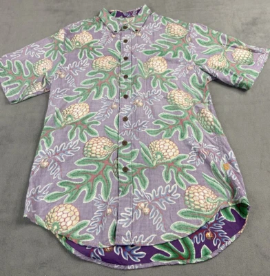 Vintage Reyn Spooner Shirt Mens Medium Purple Hawaiian Reverse Weave 80s Nature - Image 1 of 4