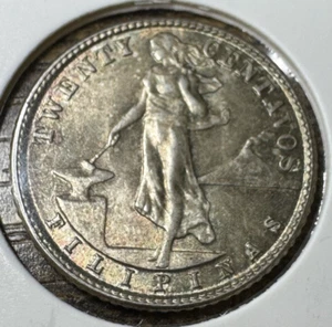 PHILIPPINES 1945 D 20 CENTAVOS SILVER HIGH GRADE Toned Coin - Picture 1 of 5