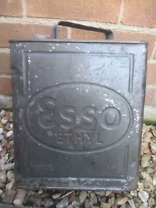 ORIGINAL ESSO ETHYL 2 GALLON PETROL OIL FUEL CAN - Picture 1 of 4