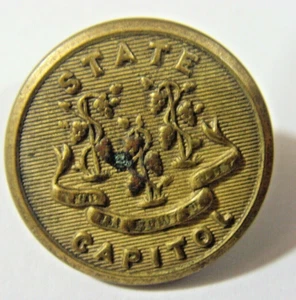 Bottone cappotto metallo epoca 1800 post guerra civile americana Connecticut sigillo stato 51491 - Foto 1 di 5