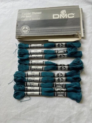 DMC Flower Thread 2595 box of 10 skeins of 20 metres dark turquoise blue - Image 1 of 2